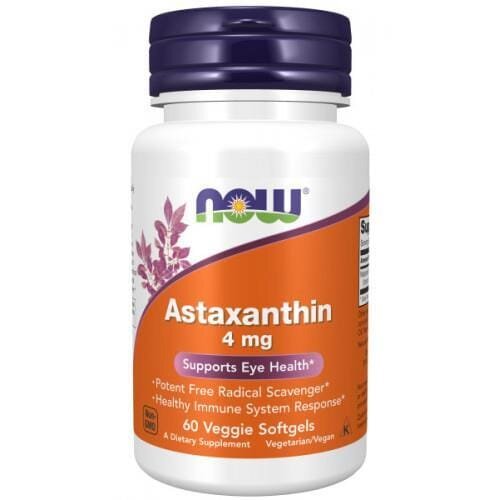 Астаксантин NOW Astaxanthin 4 мг м'які вег. капсули №60