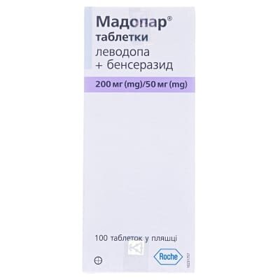 Мадопар таблетки по 200 мг/50 мг №100 у пляш.