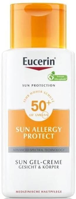 Гель-крем сонцезахисний для обличчя та тіла Eucerin Sun SPF50+ Allergy Protect від сонячної алергії (63944), 150 мл