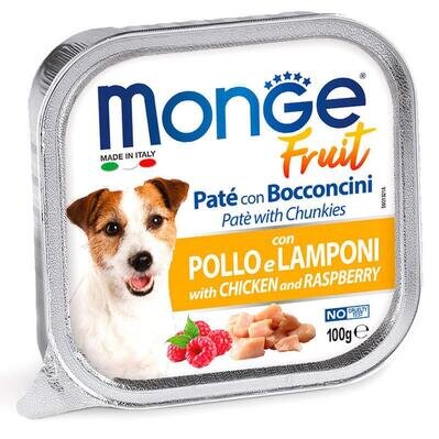 Корм вологий Monge Dog Fruit паштет для собак, курка з малиною, 100 г