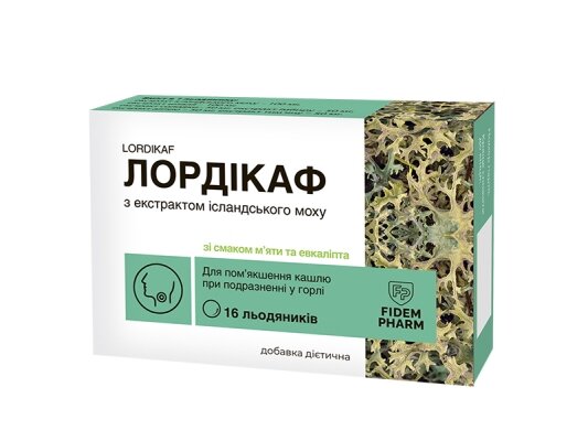 Лордікаф Fidem Pharm льодяники зі смаком м'ята-евкаліпт №16
