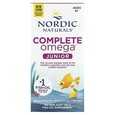 Омега Nordic Naturals Complete Omega Junior для підлітків, лимон, міні-капсули м'які №180