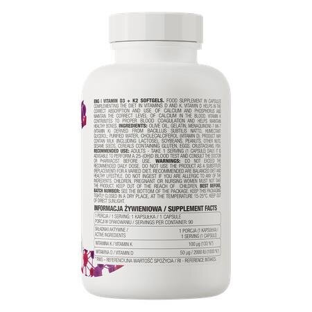 Вітаміни OstroVit Vitamin D3+K2, 90 м'яких капсул