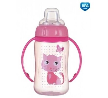 Кружка Canpol babies Cute Animals тренувальна з силіконовим носиком, котик, рожева, 56/512_pin, 320 мл