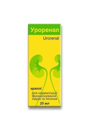 Уроренал краплі по 25 мл у флак.