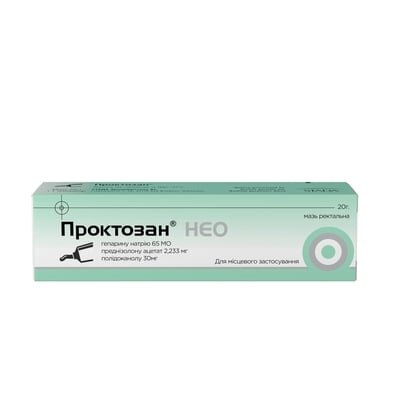 Проктозан нео мазь рект. по 20 г у тубах з аплік.