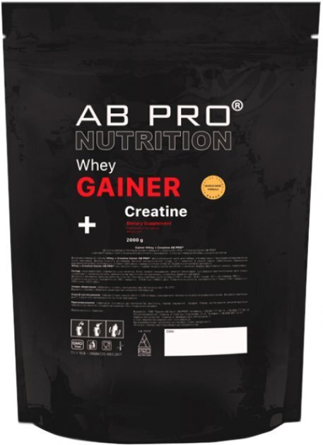 Гейнер AB PRO Whey + Creatine Gainer, полуниця, 2000 г