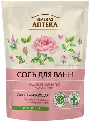 Сіль для ванн Зелена Аптека Троянда і пачулі дой-пак, 500 г