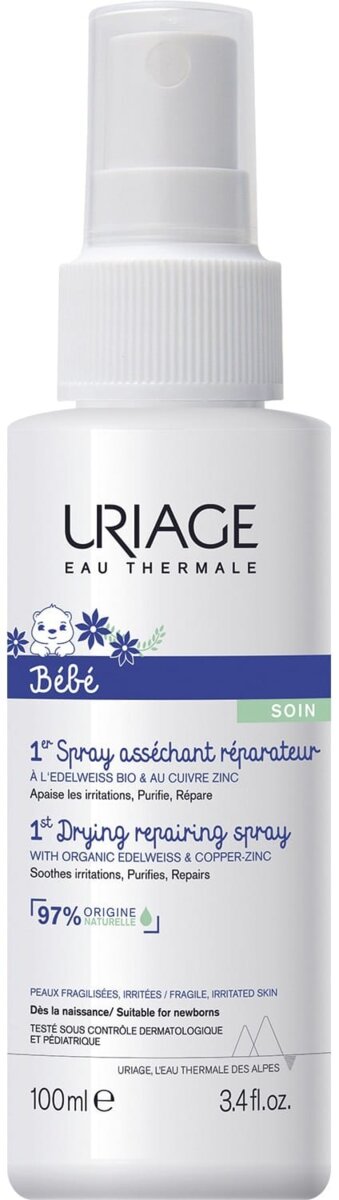 Спрей Uriage Bebe 1-й Cu-Zn+ відновлюючий підсушуючий для дітей та немовлят, 100 мл