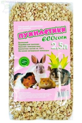 Наповнювач для гризунів Пушистик ECOcorn Кукурудзяний, 2,5 л