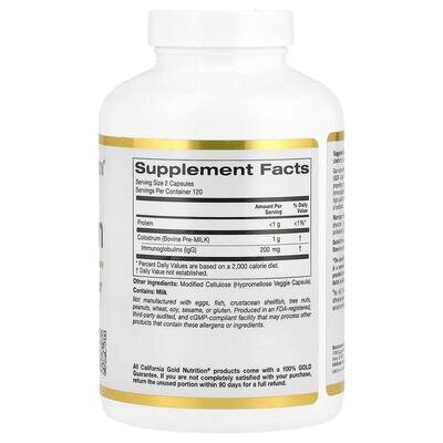 Молозиво California Gold Nutrition Colostrum, 240 рослинних капсул