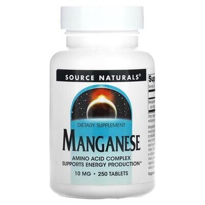 Марганець Source Naturals Manganese 10 мг, 250 таблеток