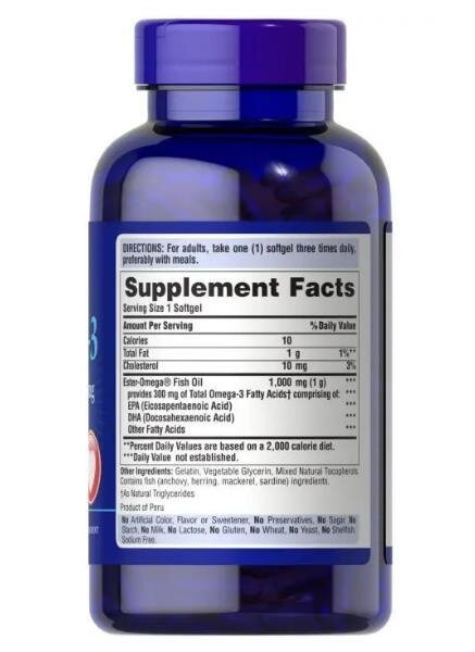 Омега-3 риб'ячий жир Puritan's Pride Omega-3 Fish Oil 1000 мг, 250 гелевих капсул