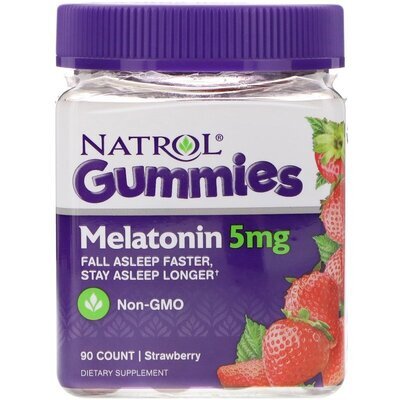 Мелатонін Natrol Melatonin 5 mg Strawberry Flavor, 90 жувальних цукерок