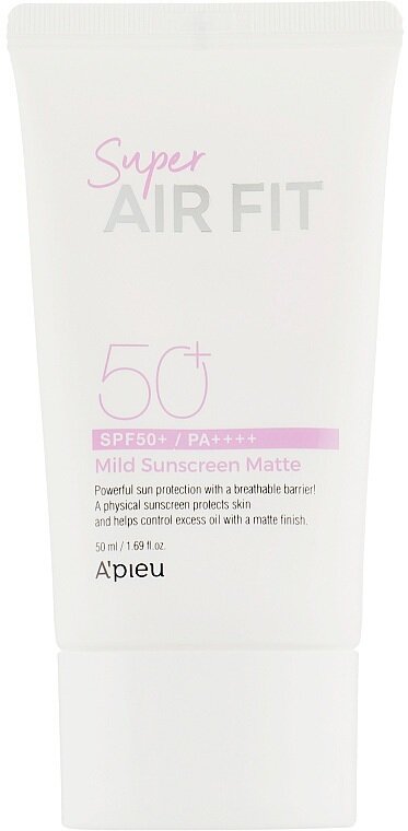 Сонцезахисний крем A'Pieu Super Air Fit Mild Sunscreen Matte SPF50+/PA++++, 50 мл