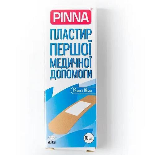 Пластир першої медичної допомоги Pinna на тканній основі 72 мм х 19 мм, 10 штук