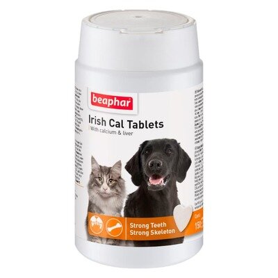 Таблетки з кальцієм та фосфором Beaphar Irish Cal Tablets для котів і собак, 150 таблеток