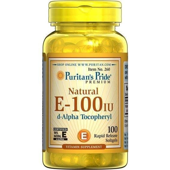 Вітамін Е Puritan's Pride Vitamin E-100 IU (67 мг) 100% Naturally Sourced, 100 гелевих капсул