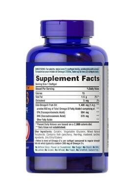 Омега-3 риб'ячий жир Puritan's Pride Omega-3 Fish Oil Triple Strength 1400 мг, 120 гелевих капсул