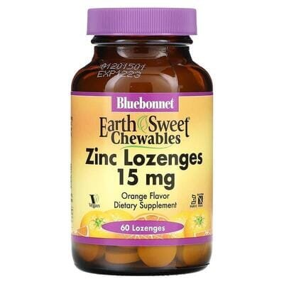 Цинк 15 мг Bluebonnet Nutrition EarthSweet Chewables, смак апельсина, 60 таблеток для розсмоктування