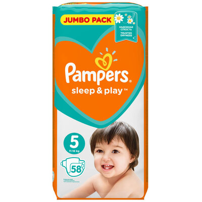 Підгузки дитячі Pampers Sleep & Play розмір 5, 11-16 кг, 58 шт