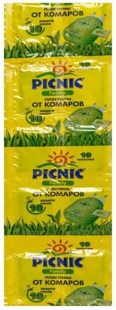 Пластини від комарів Picnic Family захист на 8 годин, 10 штук
