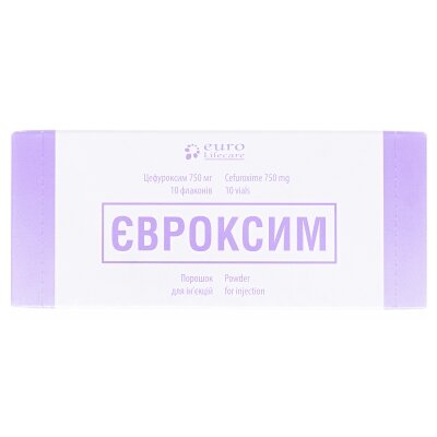 Євроксим порошок д/ін. по 750 мг №10 у флак.