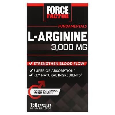 L-аргінін Force Factor L-Arginine, 150 капсул