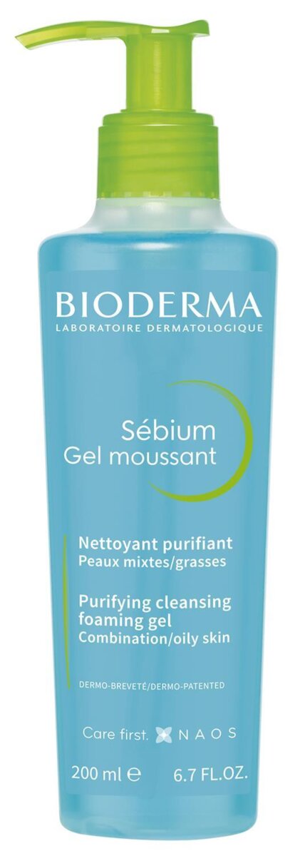 Гель Bioderma Sebium очищуючий для обличчя, для жирної та комбінованої шкіри, 200 мл