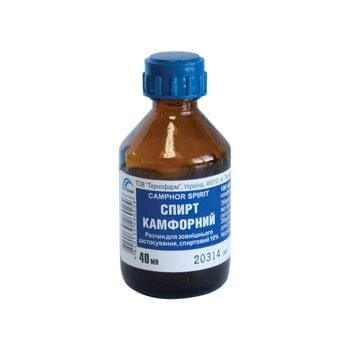 Спирт камфорний розчин д/зовн. заст., спирт. 10 % по 40 мл у флак.