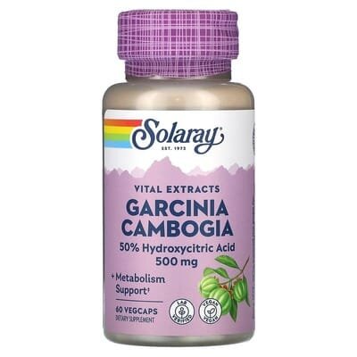 Гарцинія камбоджійська Solaray Garcinia Cambogia Fruit Extract 500 мг, 60 вегетаріанських капсул