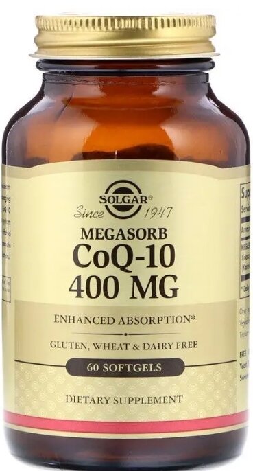 Коензим Q10 Solgar Megasorb CoQ-10 400 мг м'які капсули №60