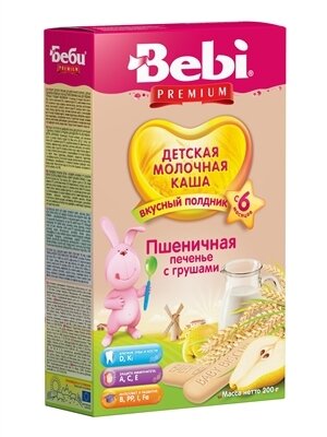 Каша молочна Bebi Premium Пшенична з печивом і грушею, з 6 місяців, 200 г