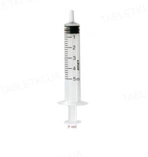 Шприц 5 мл Ayset 3-х компонентний з голкою G22 х 1 1/2 (0,7 х 38 мм), 1 штука