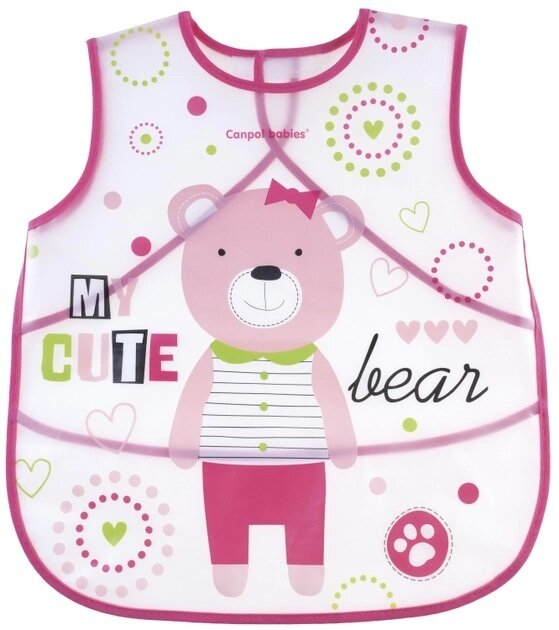 Слюнявчик Canpol babies Puppets, пластмасовий, м'який, рожевий, 9/236_pin