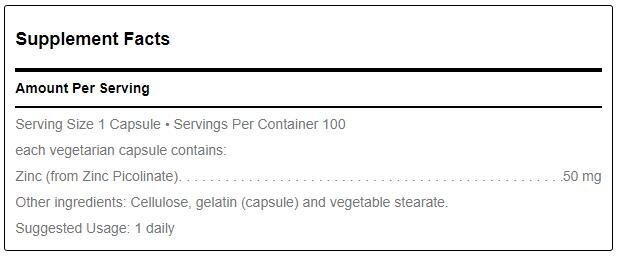 Цинк піколінат Douglas Laboratories Zinc Picolinate 50 мг, 100 капсул
