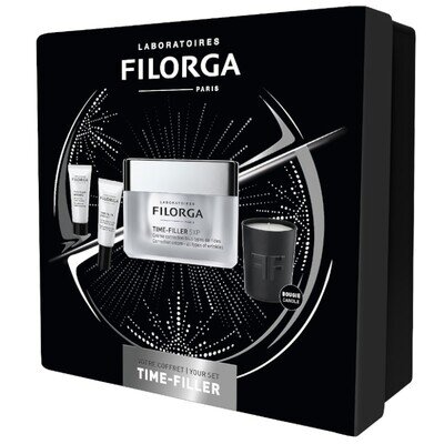 Набір Filorga Time-Filler для зрілої шкіри (Крем для обличчя 50 мл + Крем для контуру очей 4 мл + Сироватка інтенсив для обличчя 7 мл + свічка 1шт