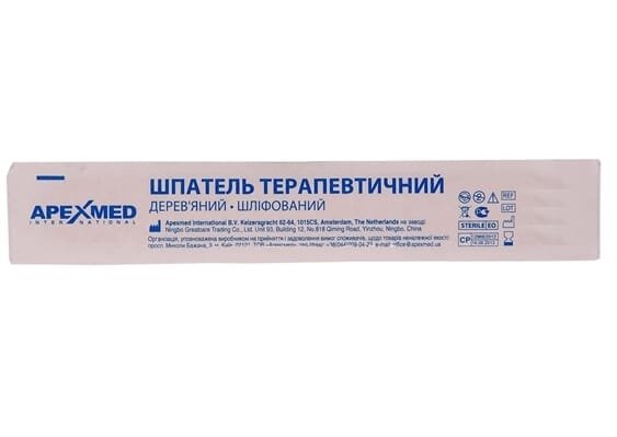 Шпатель терапевтичний Apexmed дерев'яний, шліфований, стерильний, 1 штука