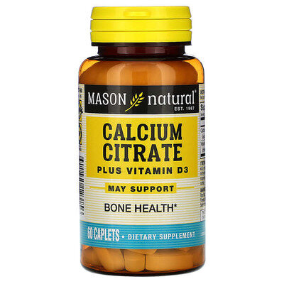 Кальція цитрат + Вітамін D3 Mason Natural Calcium Citrate Plus Vitamin D3, 60 капсул