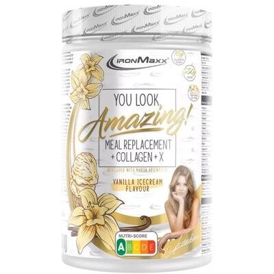 Протеїн з колагеном і вітамінами IronMaxx You Look Amazing Meal Replacement + Collagen + X ванільне морозиво, 550 г