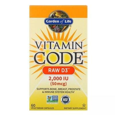 Вітамін D3 2000 МО Garden of Life Vitamin Code RAW D3, 60 вегетаріанських капсул