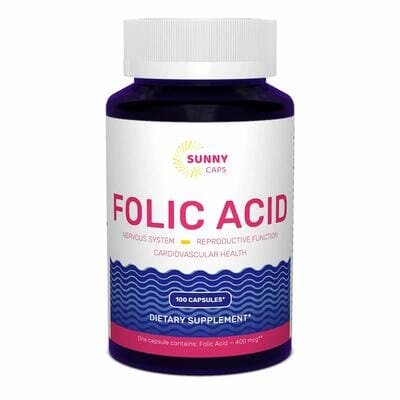 Фолієва кислота Sunny Caps Folic Acid 400 мкг, 100 капсул