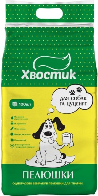 Пелюшки для собак Хвостик 56 см х 56 см, 100 штук