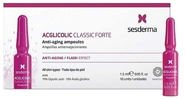 Ампули для обличчя Sesderma Acglicolic Classic Forte проти старіння для всіх типів шкіри, 10 шт х 1,5 мл