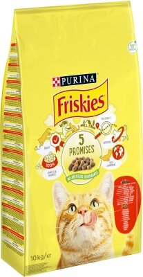 Корм сухий для кішок Purina Friskies з яловичиною, куркою і овочами, 10 кг