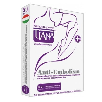 Панчохи антиемболічні Tiana 960 компресія 18-21 мм рт ст, відкритий мисок, колір білий, розмір 6