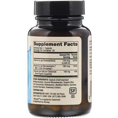 Кальцій з вітамінами Д3 і К2 Dr. Mercola Calcium with Vitamins D3 & K2, 30 капсул