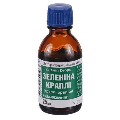 Зеленіна краплі ор. по 25 мл у флак.-крап.