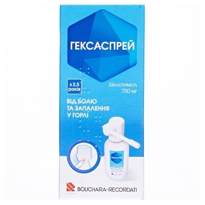 Гексаспрей спрей оромукоз. 750 мг/30 г по 30 г у флак.