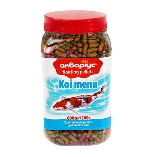 Корм сухий Акваріус Koi Menu для коропів Коі, 200 г банка